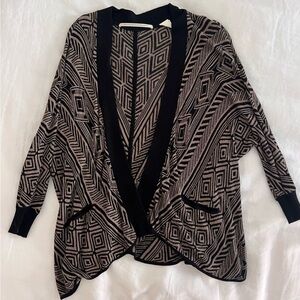 Cynthia Vincent, Twelfth Street Black and Cream Geometric Cardigan